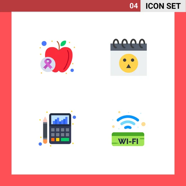 Thematic Vector Flat Icons Editable Symbols Apple Calculator Food Skull — Stock Vector