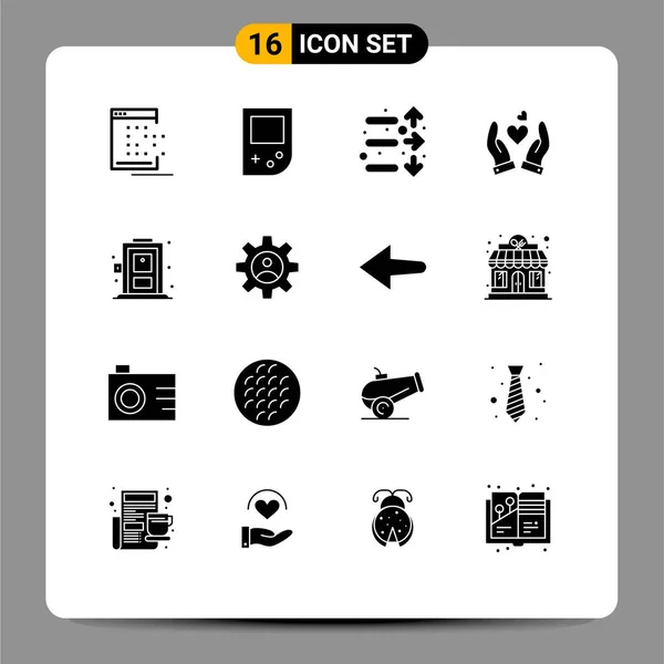 一套16个现代用户界面图标的符号符号 用于生活 手工编辑向量设计元素 — 图库矢量图片