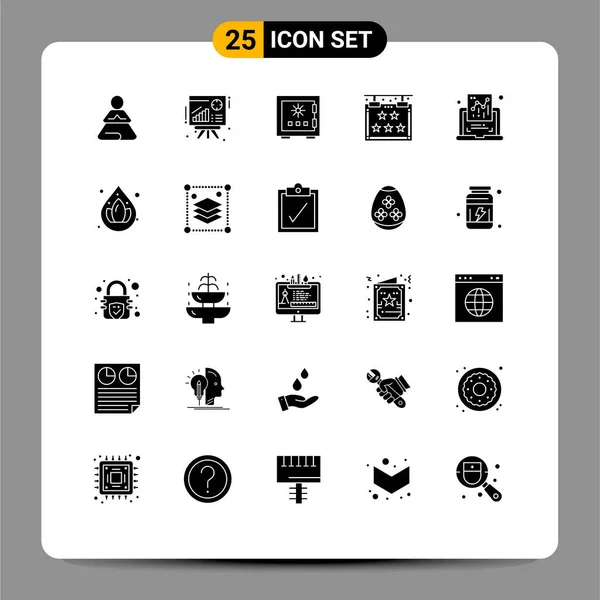25用户接口现代标志和符号符号的固态包装 可编辑矢量设计元素 — 图库矢量图片