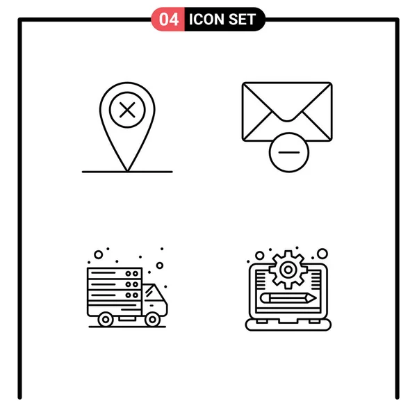 Theematic Vector Filledline Flat Colors Editable Symbols Map Web Server — Wektor stockowy