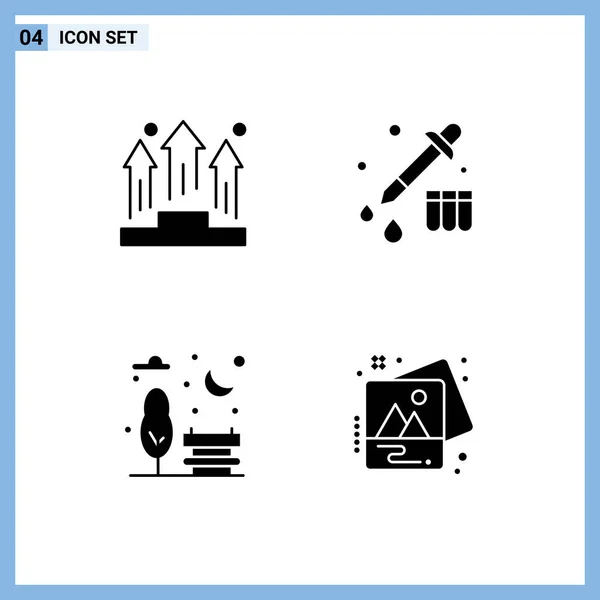 Interfejs Użytkownika Solid Glyph Pack Nowoczesnych Znaków Symboli Biznesu Miasta — Wektor stockowy