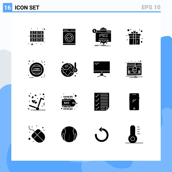 Creative Icons Modern Signs Symbols Play Fun Seo Box Website — Stock Vector