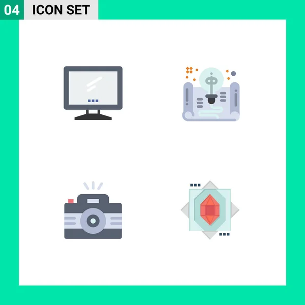 Conjunto Icones Modernos Símbolos Sinais Para Computador Ideia Imac Documento — Vetor de Stock