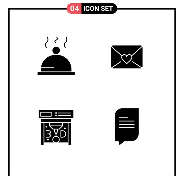 Interface Usuário Solid Glyph Pack Modern Signs Symbols Dish Chat — Vetor de Stock
