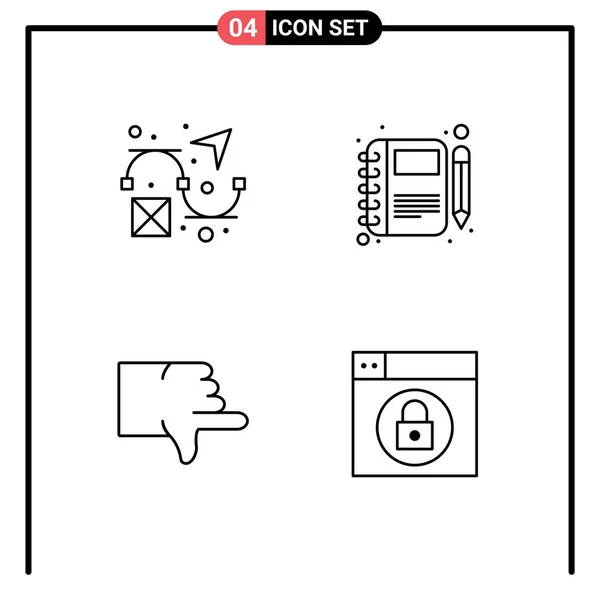 Set Modern Icons Symbols Signs Creative Diary Notebook Vote Editable — Stock Vector