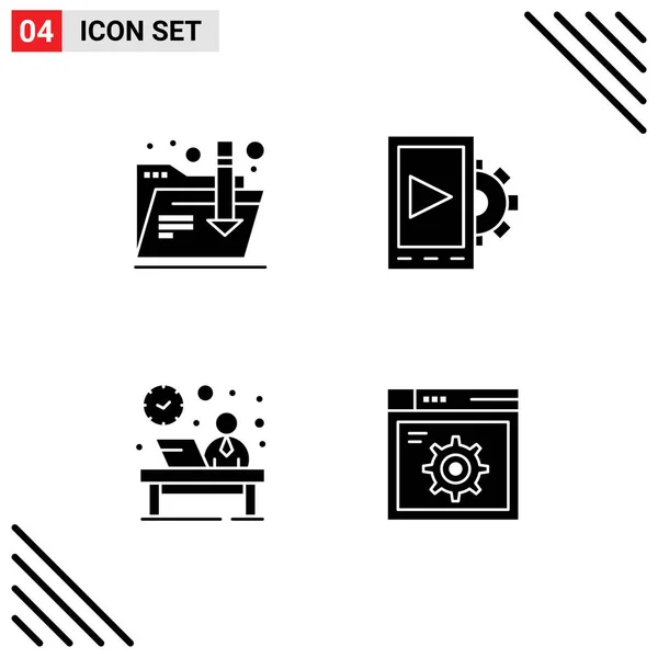 Conjunto Iconos Interfaz Usuario Moderna Signos Símbolos Para Descargar Hora — Vector de stock