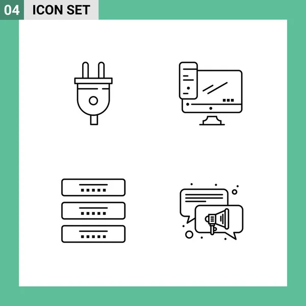 Iconos Creativos Signos Símbolos Modernos Electricidad Gabinete Enchufe Alimentación Dispositivo — Archivo Imágenes Vectoriales