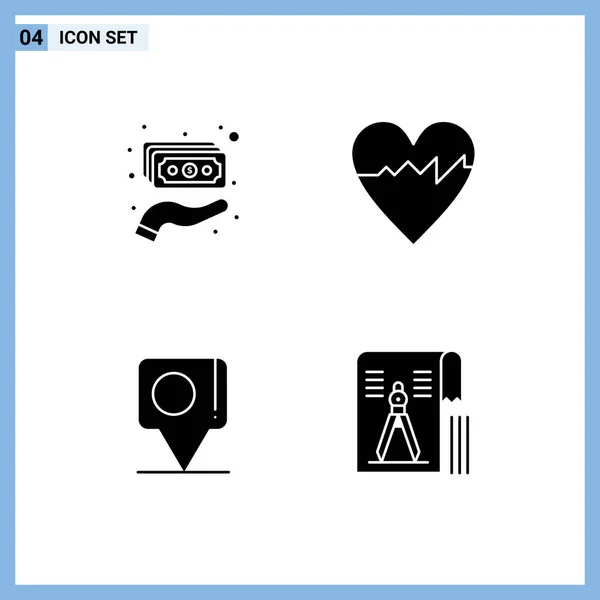 전형적 솔리드 Thematic Vector Solid Glyphs 나침반 Editable Vector Design — 스톡 벡터