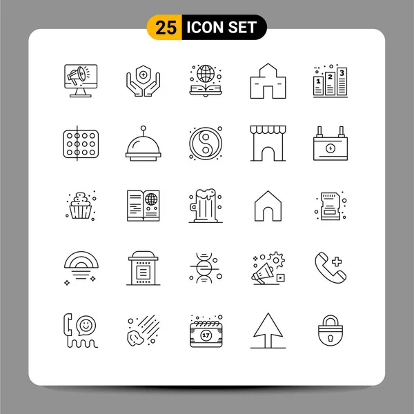 Modern Set Lines Pictograph Shack House Handcare Home Online Könyv — Stock Vector