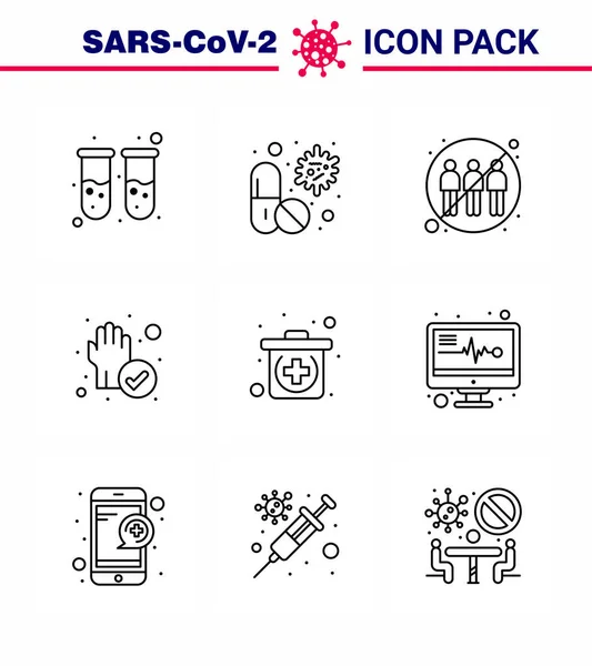 Coronavirus Precaution Tips Icon Healthcare Guidelines Presentation Line Icon Pack — Stock Vector