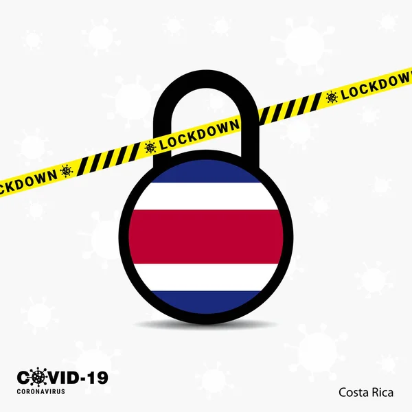 Costa Rica Bloqueio Lock Modelo Consciência Pandêmica Coronavirus Covid Bloquear — Vetor de Stock