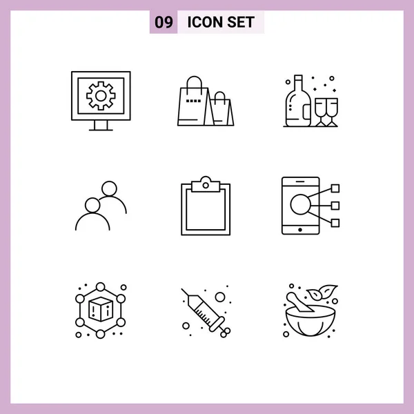 Conjunto Iconos Interfaz Usuario Moderna Símbolos Signos Para Portapapeles Básico — Archivo Imágenes Vectoriales