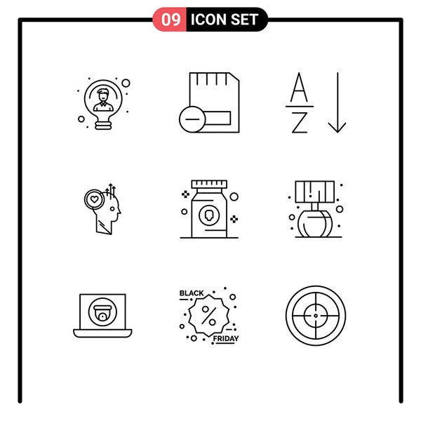 Mobile Interface Outline Set Pictograms Idea Staff 하드웨어 Editable Vector — 스톡 벡터
