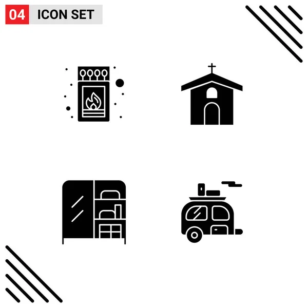 Icono Universal Símbolos Grupo Glifos Sólidos Modernos Caja Muebles Palo — Vector de stock