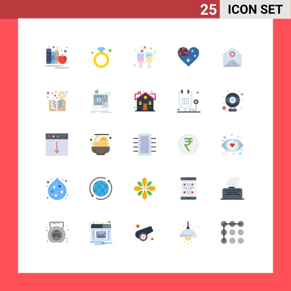 Creative Icons Modern Signs Symbols Add Flag Gift Country Reception — Stock Vector