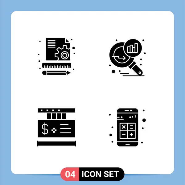 Interface Utilisateur Glyphe Solide Pack Signes Symboles Modernes Contenu Ligne — Image vectorielle