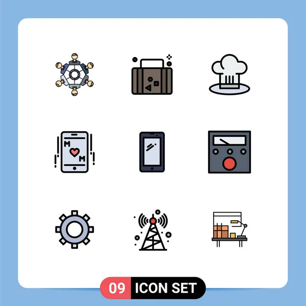 Gruppe Von Modern Filledline Flache Farben Set Für Mutter Telefon — Stockvektor