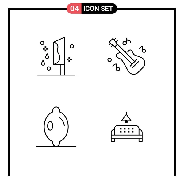 家具等四种通用符号的行包装可编辑向量设计元素 — 图库矢量图片