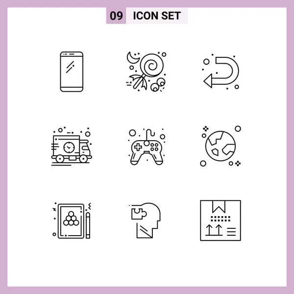 Universal Icon Symbols Group Modern Outlines Control Transport Holiday Time — Stockvektor