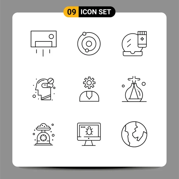 Mobile Interface Outline Set Pictograms Call Healthy Face Base Healthcare — Stockový vektor