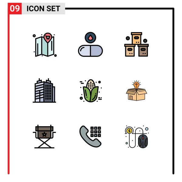 Interface Utilisateur Filledline Flat Color Pack Modern Signs Symbols Corn — Image vectorielle
