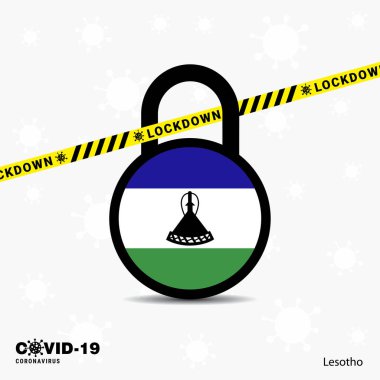 Lesotho Lock Kilitli Coronavirüs Salgın Bilinç Şablonu. COVID-19 Kilitleme Tasarımı