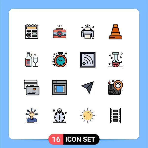 Universal Icon Symbols Group Modern Flat Color Linhas Cheias Álcool — Vetor de Stock