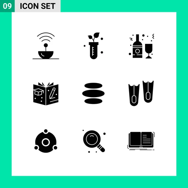 Universal Icon Symbols Group Modern Solid Glyphs Dinar Graduate Science — Stockvector