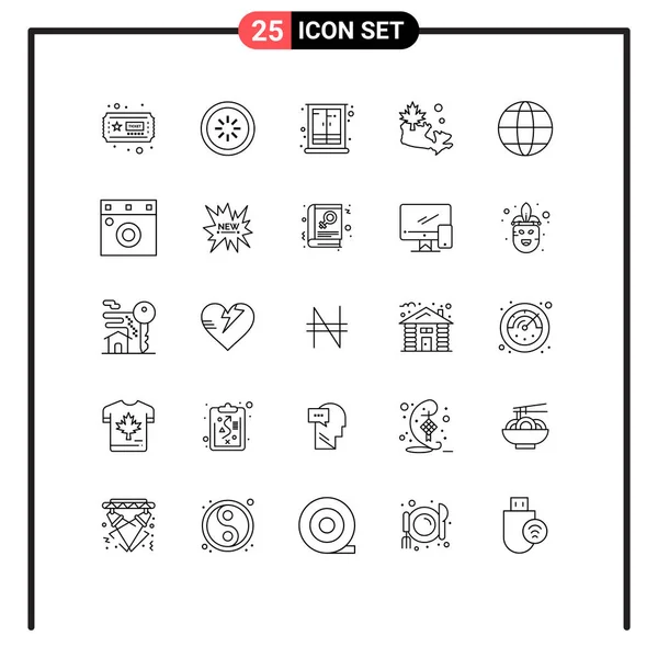 Iconos Creativos Signos Símbolos Modernos Globo Hoja Armario Canada Hogar — Vector de stock