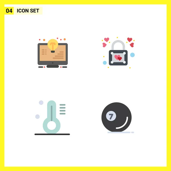 Set Iconos Planos Comerciales Pack Para Bombilla Temperatura Bombilla Cerradura — Vector de stock