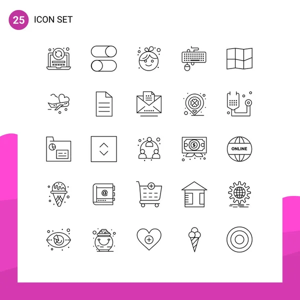 Set Modern Icons Symbols Signs Obsolete Keyboard Settings Interface New — Stock Vector
