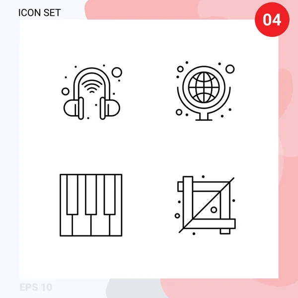 Set Von Modernen Symbolen Symbole Zeichen Für Intelligente Musik Geographie — Stockvektor
