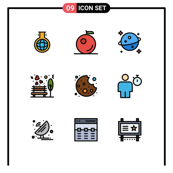 Conjunto Icones Modernos Símbolos Sinais Para Avatar Biscoito Espaço Mordida —  Vetores de Stock