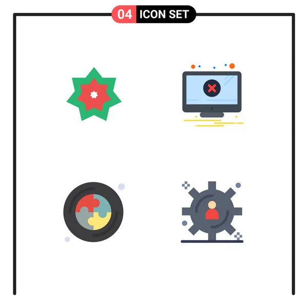 Modern Set Flat Icons Pictograph Holy Month Error Puzzle Editable - Stok Vektor