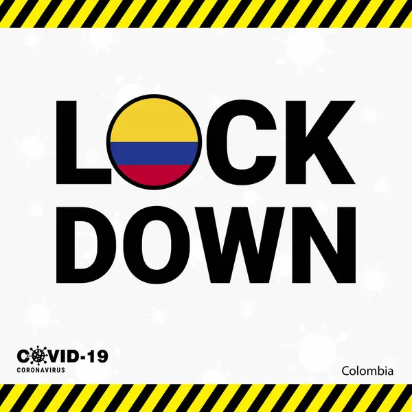 Coronavirus Colombia Lock Tipografía Con Bandera Del País Pandemia Coronavirus — Vector de stock