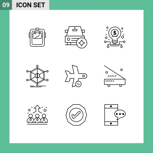 Set Iconos Interfaz Usuario Moderna Símbolos Signos Recursos Información Vehículos — Vector de stock