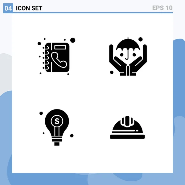 Set Modern Icons Symbols Signs Book Idea Phone Book Safe — Stock Vector