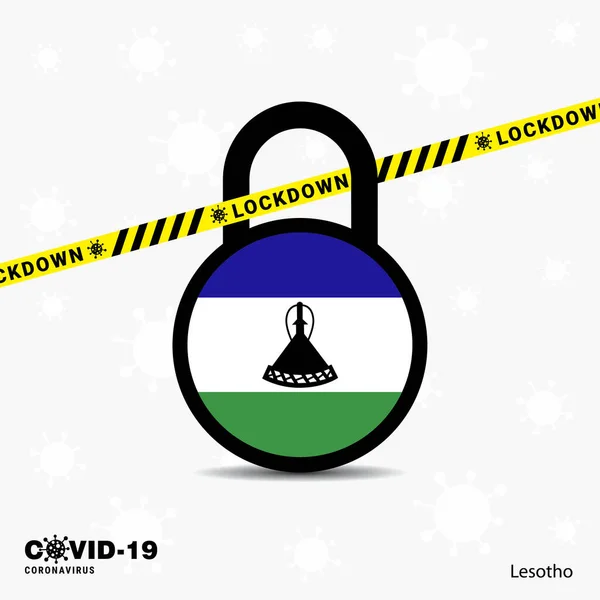 Lesoto Lock Lock Coronavirus Pandemia Consciência Template Projeto Covid Lock — Vetor de Stock