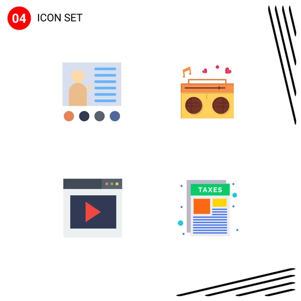 Groep Van Modern Flat Icons Set Voor Schoolbord Interface Presentatie — Stockvector
