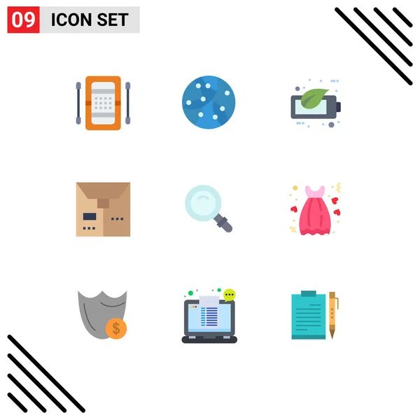 Flat Color Pack Universal Symbols Search Package Technology Battery Editable — Stock Vector