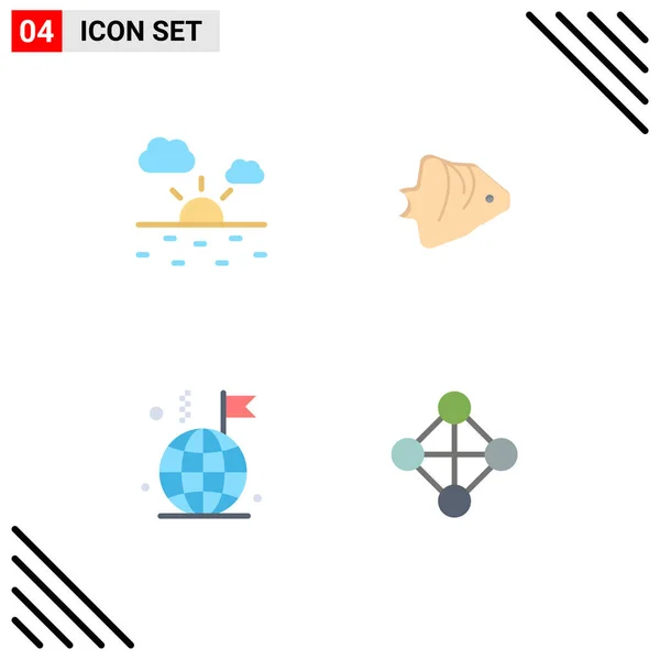 Grupo Iconos Planos Signos Símbolos Para Nube Negocio Pescado Escolaridad — Archivo Imágenes Vectoriales