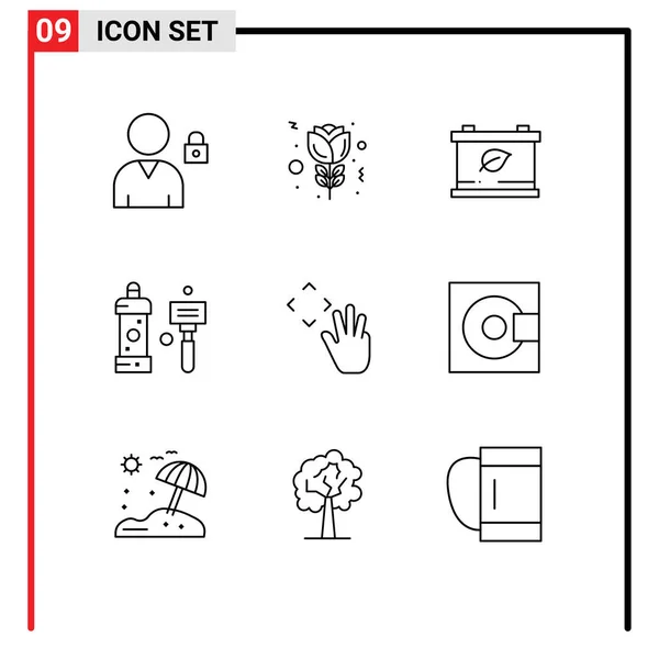 Conjunto Icones Modernos Símbolos Sinais Para Recorte Cursor Mão Verde — Vetor de Stock