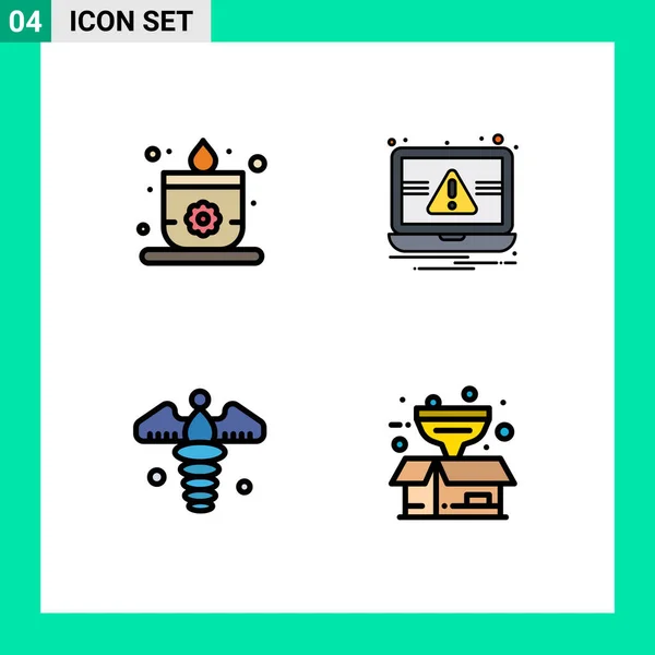 Stock Vector Icon Pack Mit Linienzeichen Und Symbolen Für Kerzen — Stockvektor