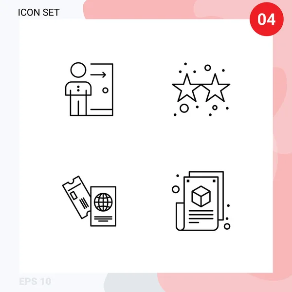 Mobile Interface Line Set Piktogramok Elbocsátás Fél Munka Személyes Útlevél — Stock Vector