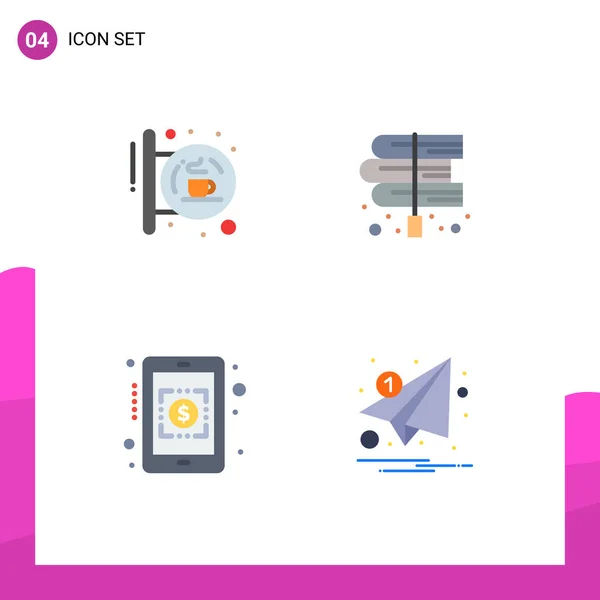 Pictogram Set Simple Flat Icons Board Laws Shop Books Currency — 스톡 벡터