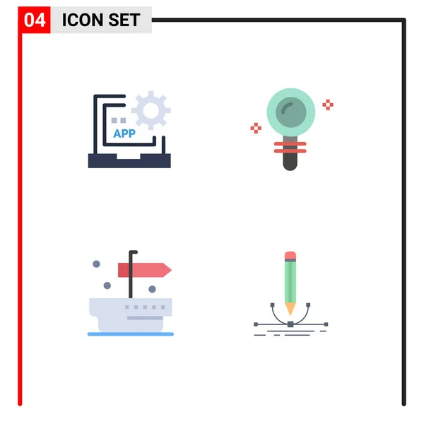 Ensemble Symboles Modernes Icônes Interface Utilisateur Signes Pour Application Bateau — Image vectorielle