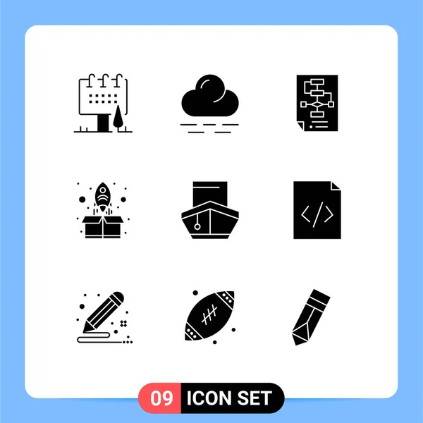 Universal Icon Symbols Group Modern Solid Glyphs Cargo Business Start — Διανυσματικό Αρχείο