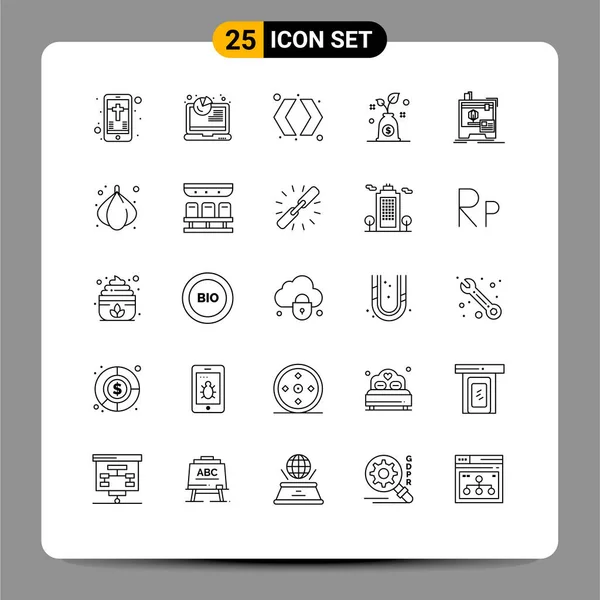 Stock Vector Icon Pack Líneas Signos Símbolos Para Impresora Dimensional — Vector de stock