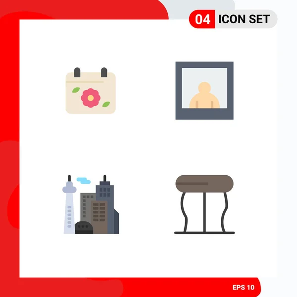 Mobile Interface Flat Icon Set Mit Piktogrammen Für Kalender Palast — Stockvektor