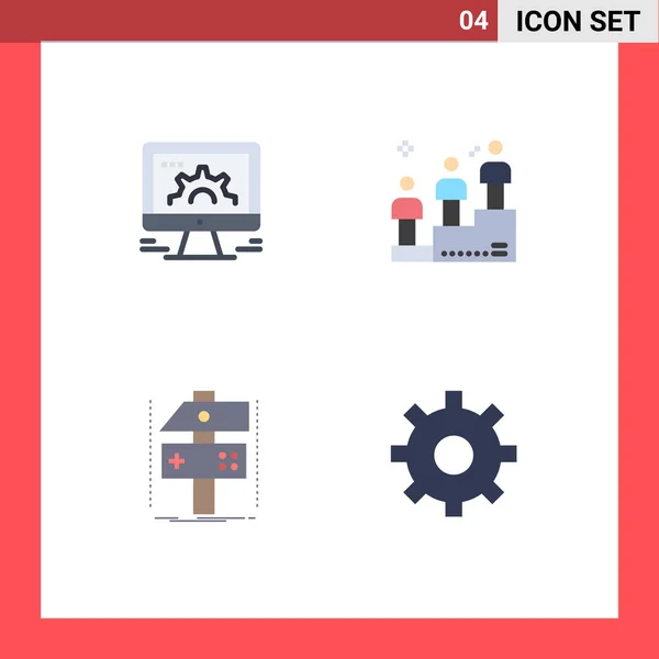 Creative Icons Modern Signs Symbols Computer Build Social Market Podium — Stock Vector